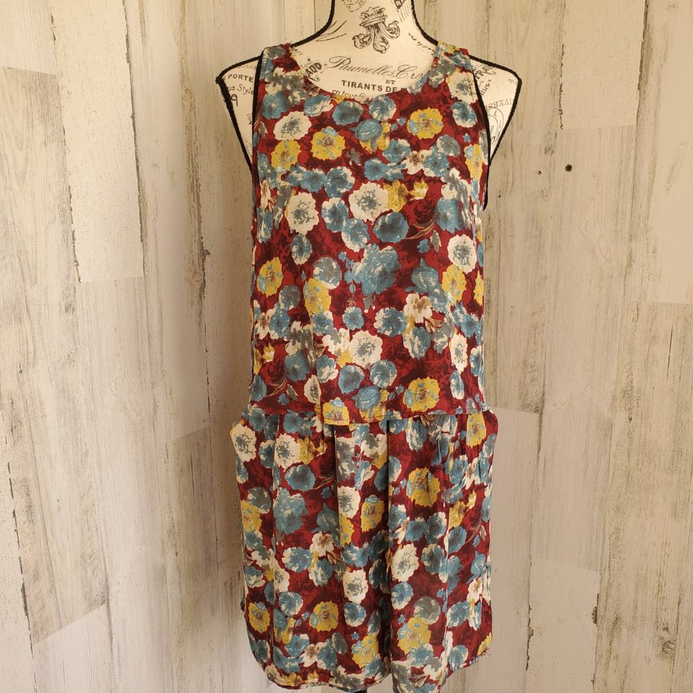 FCNY GRANNY FLORAL OVERLAY DRESS with FAUX WRAP SKIRT